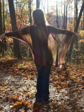 NEW Silk Caftan Kaftan top resortwear S M L olive green rust orange painted dyed